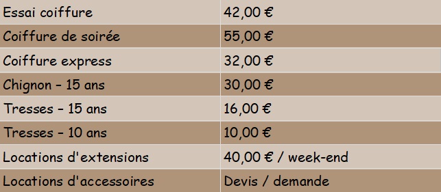 tarif 2018 mariage déborah 22 coiffure à domicile